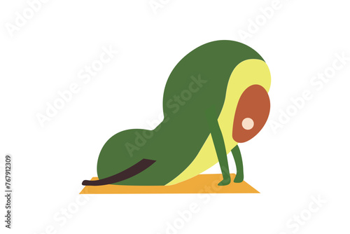 Vector avocado illustration, cartoon vegetable characters collection, avocado characters, avocado yoga,  Health Day