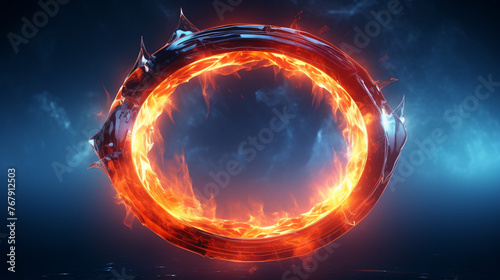 Flaming logo reveal ring of ice and fire effect photo