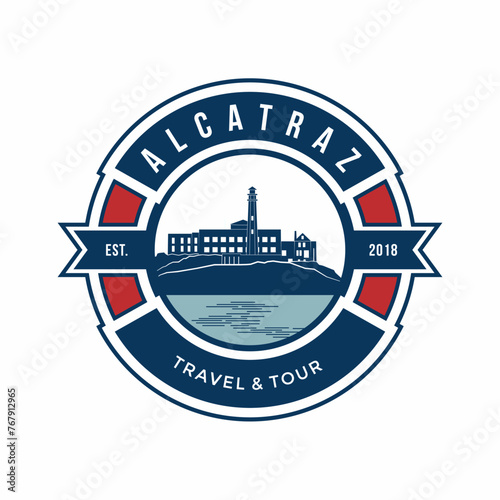 Alcatraz prison tour logo design template