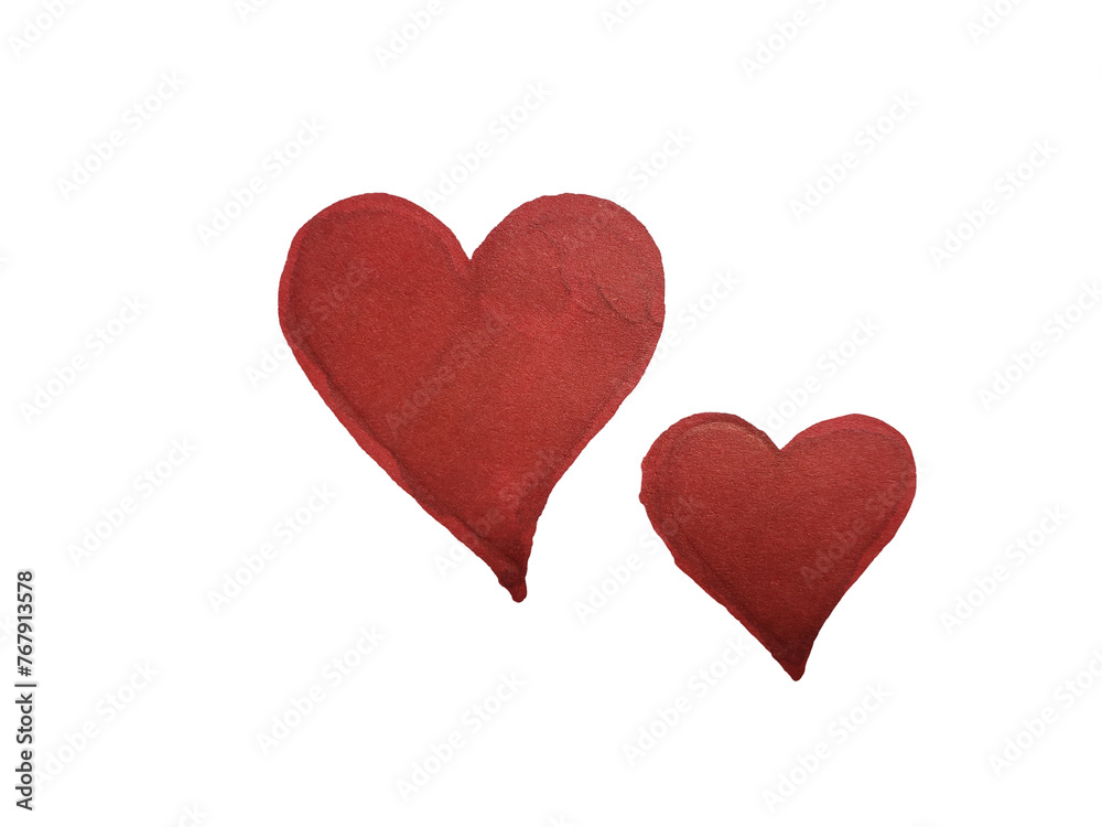 Red heart on paper isolated on white