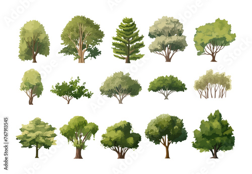 field trees set isolated vector style with transparent background illustration © Svitlana