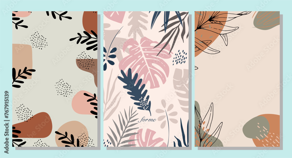 Premium Vector | Abstract design tropical leaves background, Hand drawn abstract floral background
