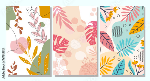 Premium Vector | Abstract design tropical leaves background, Hand drawn abstract floral background 