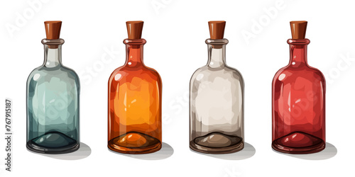 Glass bottles isolated vector style on isolated background illustration