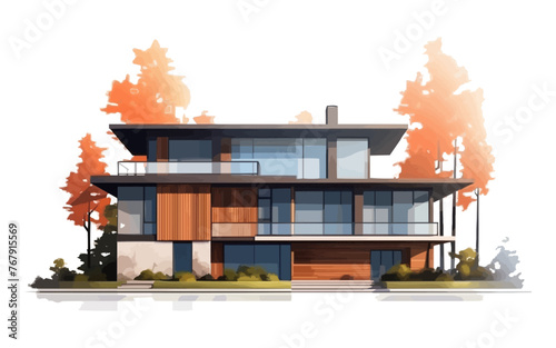 modern house vector flat minimalistic isolated illustration