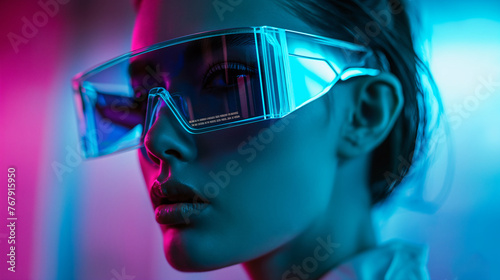 Futuristic woman in sunglasses 