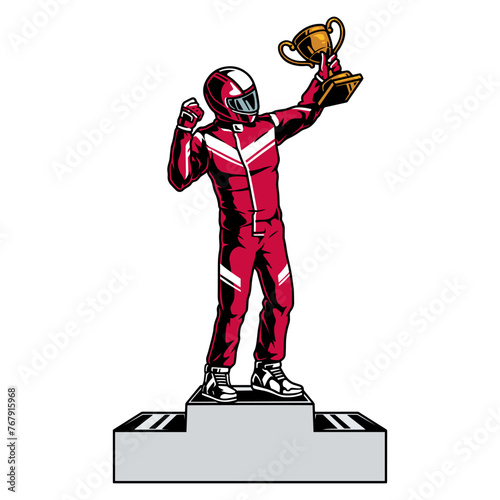 Car racer champion colorful sticker