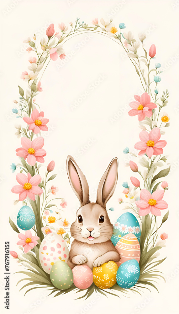 Cute easter bunny card with copy space