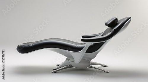 A contemporary chair stands as a unique focal point, isolated against a clean white background. Reflect modernity and sophistication in dental care
