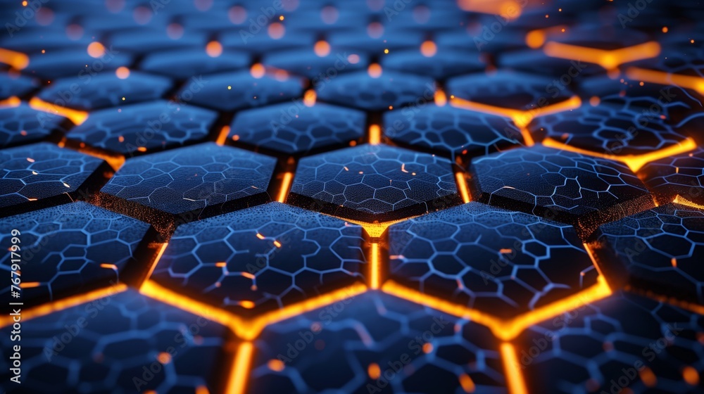 Abstract Futuristic Technology background with hexagons and glowing neon lights in blue color. digital and network concepts. Abstract Futuristic Technology background with hexagons and glowing neon lights in blue color. digital and network concepts.