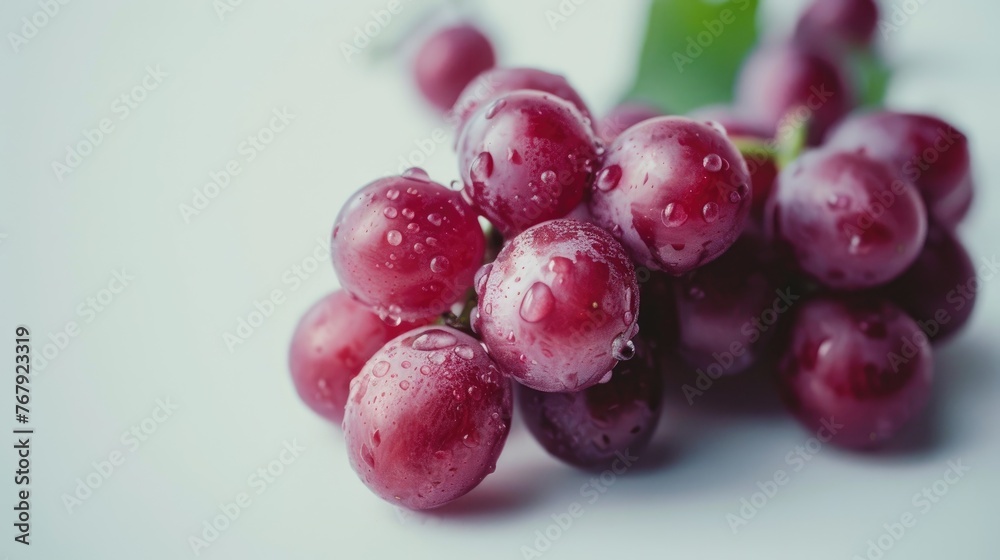 juicy red grapes on a white background  