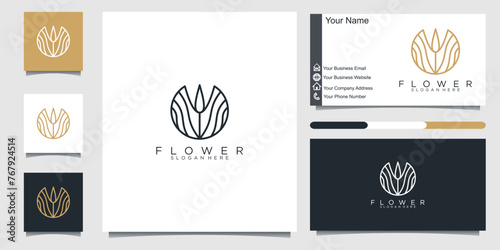  flower logo design. beauty salons, decorations, boutiques, spas, yoga, cosmetic and skin care products. premium business card