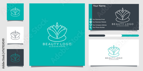  flower logo design. beauty salons  decorations  boutiques  spas  yoga  cosmetic and skin care products. premium business card