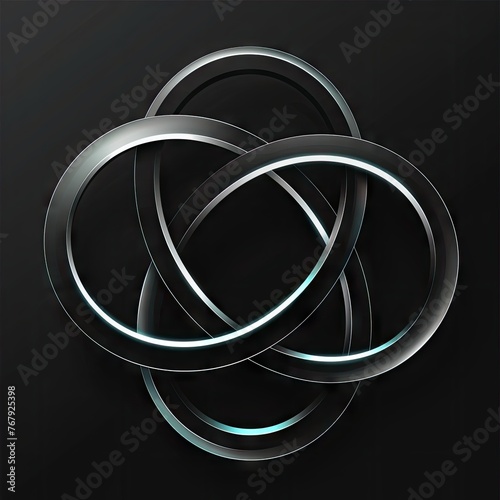 Monochromatic iconc Interlocking Circles with a Shared Glow as a Logo Job 