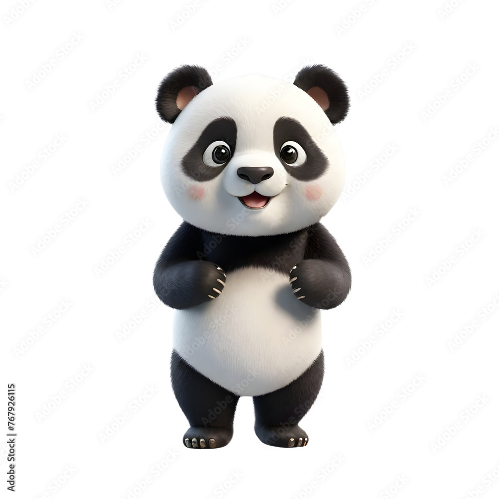 3d rendering of cartoon panda on Isolated transparent background png. generated with AI 3d rendering of cartoon panda on Isolated transparent background png. generated with AI