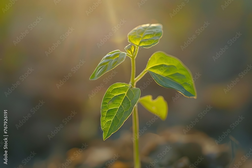 Closeup of tender young green plant sprout with two delicate leaves, new beginnings concept photo Closeup of tender young green plant sprout with two delicate leaves, new beginnings concept photo