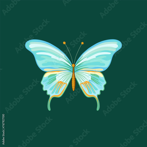 Collection of elegant beautiful tropical butterflies isolated on background. Cute flying butterfly insects for decorative design elements.