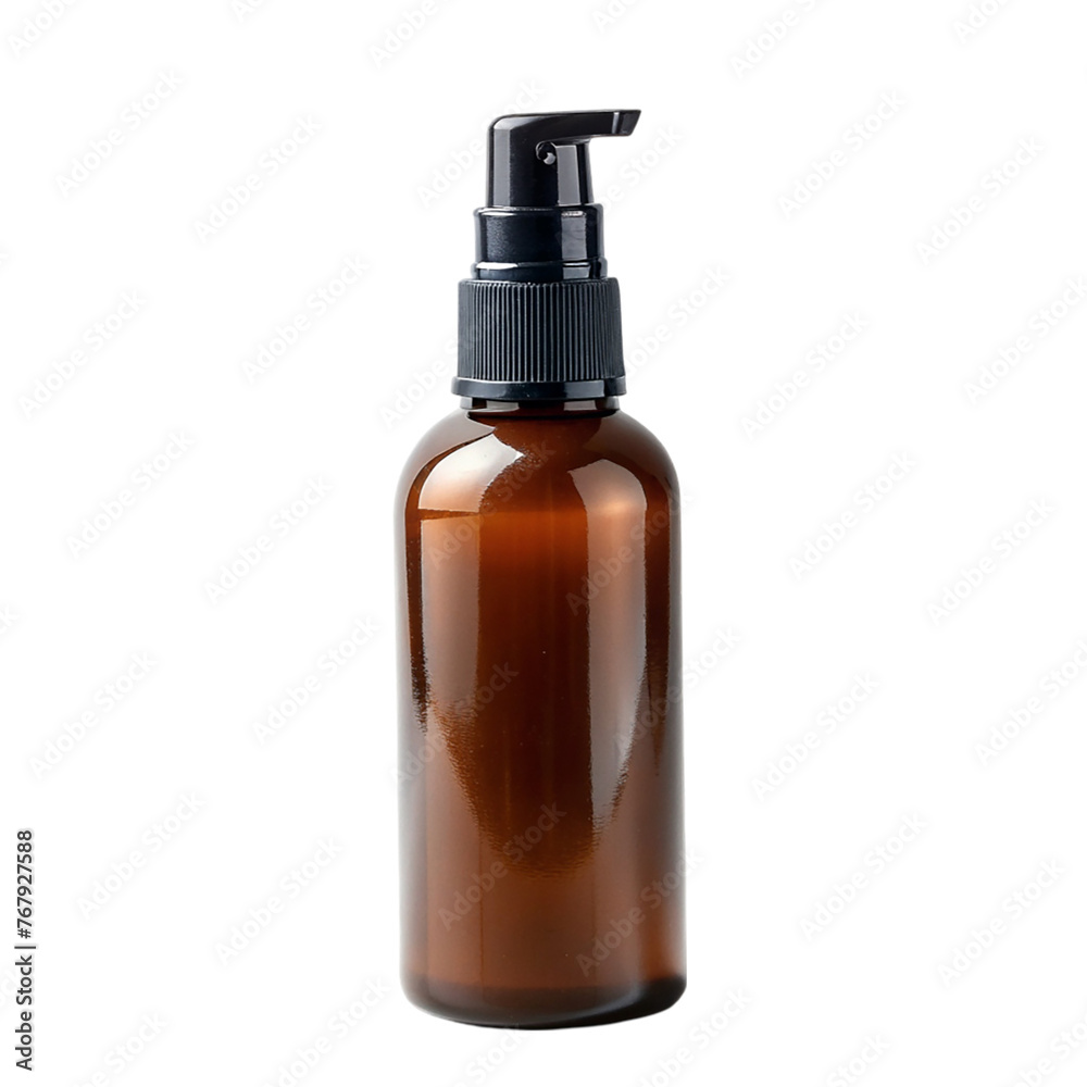 Cosmetic Amber Glass Dispenser Bottle mockup