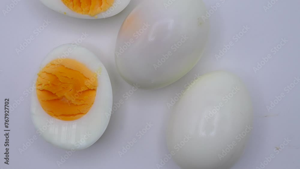 Top view of sliced eggs on a white background Top view of sliced eggs on a white background
