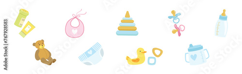 Baby Nursery Item and Infant Object Vector Set