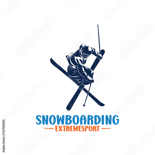 Silhouette of a snowboarding player vector illustration design abstract