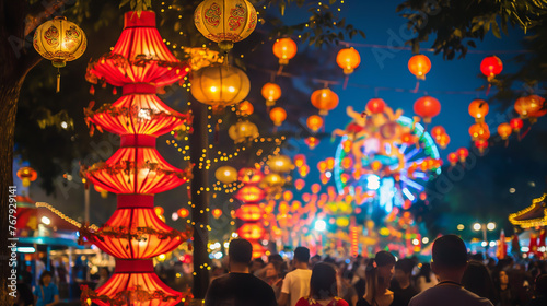 Lantern Festival in Chiang Mai, Thailand. Chinese new year festival. © Phichet1991