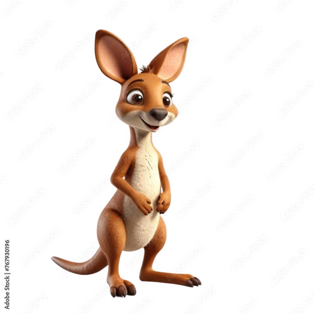 3d rendering of cartoon kangaroo on Isolated transparent background png. generated with AI 3d rendering of cartoon kangaroo on Isolated transparent background png. generated with AI