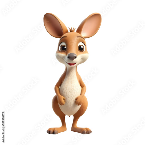 3d rendering of cartoon kangaroo  on Isolated transparent background png. generated with AI © Shilpi