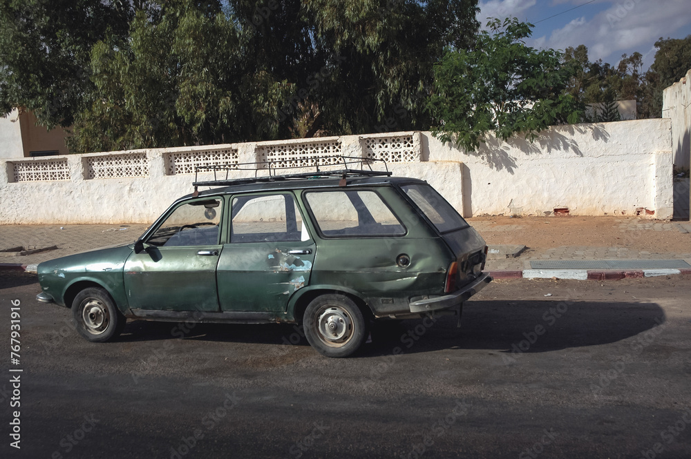 Old car near Medenine city, Tunisia