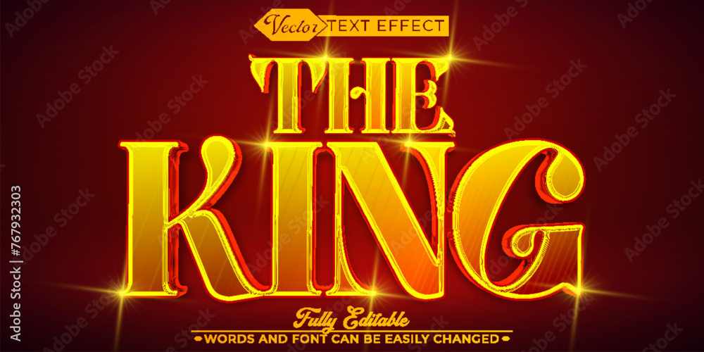 Medieval Golden Siny The King Vector Editable Text Effect Template
