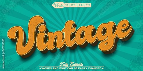 Retro Vintage Vector Editable Text Effect Template