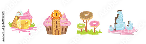Sweet Candy Wonderland and Forest Object Vector Set © topvectors