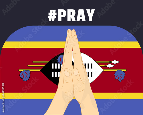 Pray for Swaziland, help or support concept, Swaziland flag with praying hands