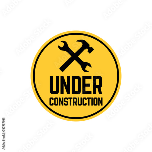 Under Construction Sign in White Background.