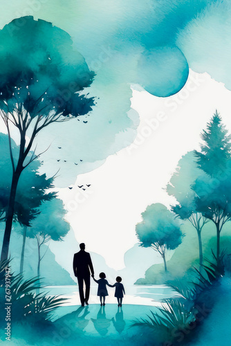 Happy Father's Day background in watercolor style.