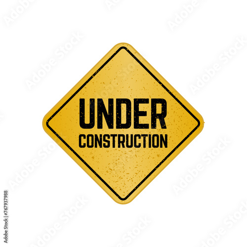 Under Construction Sign in White Background.