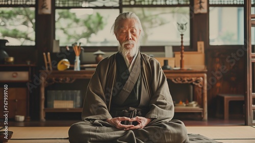 Elderly Man Meditating