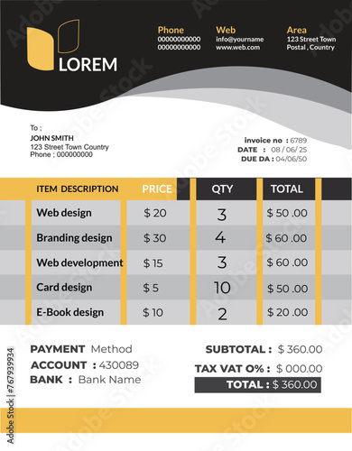 INVOICE simple design vector element 