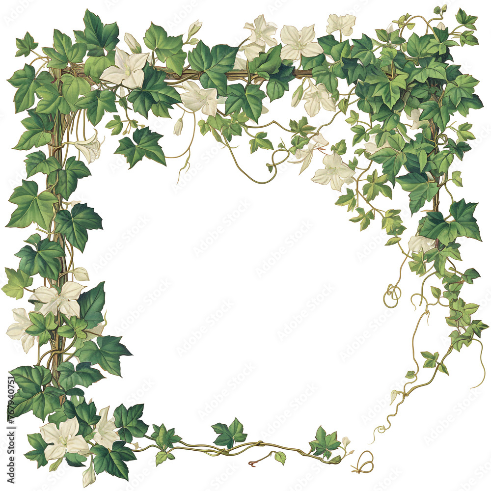Flower bouquet frame, ivy, decoration
