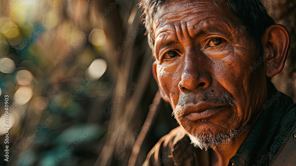 Close up face of tribe people in Amazon jungle, rainforest Close up face of tribe people in Amazon jungle, rainforest