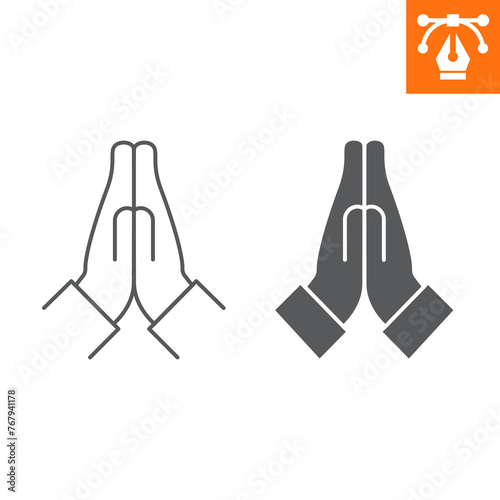 Praying hands line and solid icon, outline style icon for web site or mobile app, Easter and religion, please gesture vector icon, simple vector illustration, vector graphics with editable strokes.