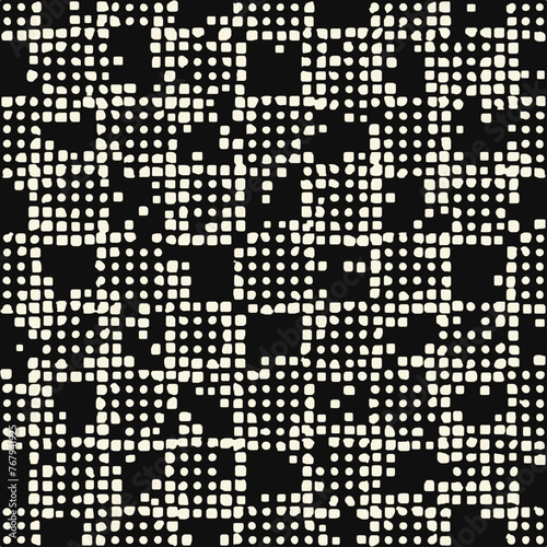 Monochrome Irregularly Dotted Checked Pattern