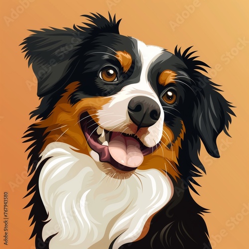 Illustration dog smiling, ?artoon style Bernese Mountain Dog. Puppy character print for clothing, merchandise.
