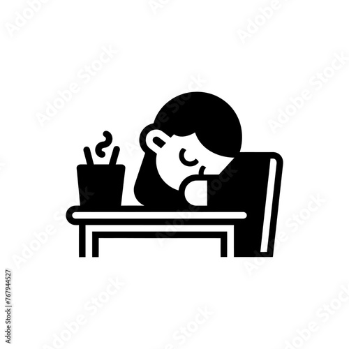 Girl Sleeping at Desk Icon