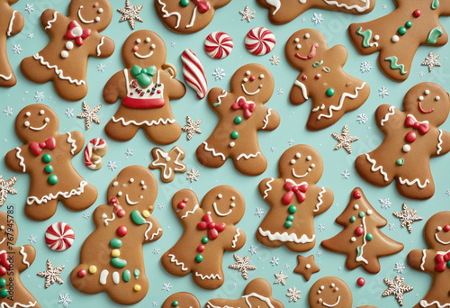 holiday baked goods - gingerbread men sugar cookies vintage illustration isolated on a transparent background, colorful background 
