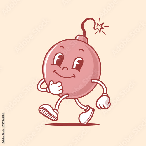 Vintage cartoon bomb mascot vector illustration (ID: 767946194)