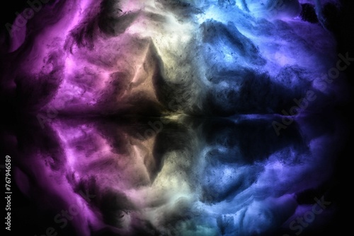 Photography Vibrant array of powder being thrown against a dark background, creating contras