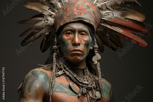A full body picture of a Cuauhchicqueh warrior.