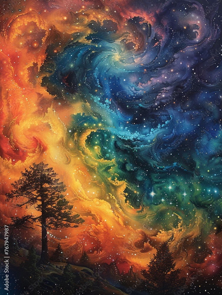 Miraculous celestial event in abstract sky vibrant colors ethereal forms dreamlike atmosphere Miraculous celestial event in abstract sky vibrant colors ethereal forms dreamlike atmosphere