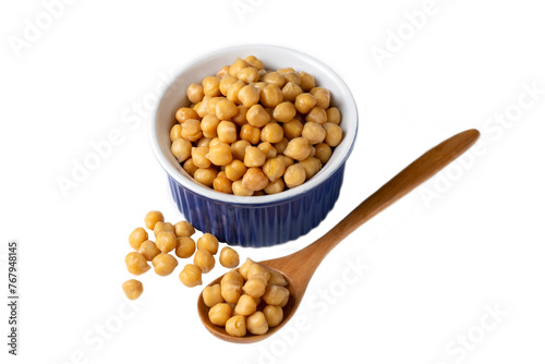 Boiled chickpea on the whit...